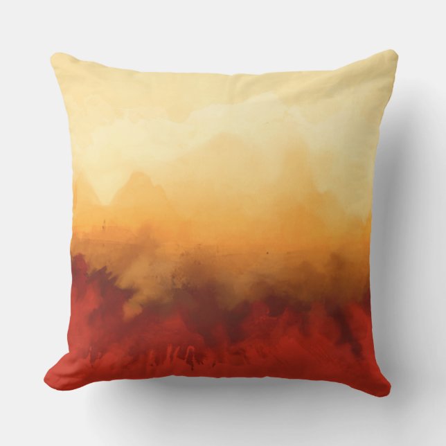 Coussin peinture Abstraite, contemporaine, rouge, beige (Recto)