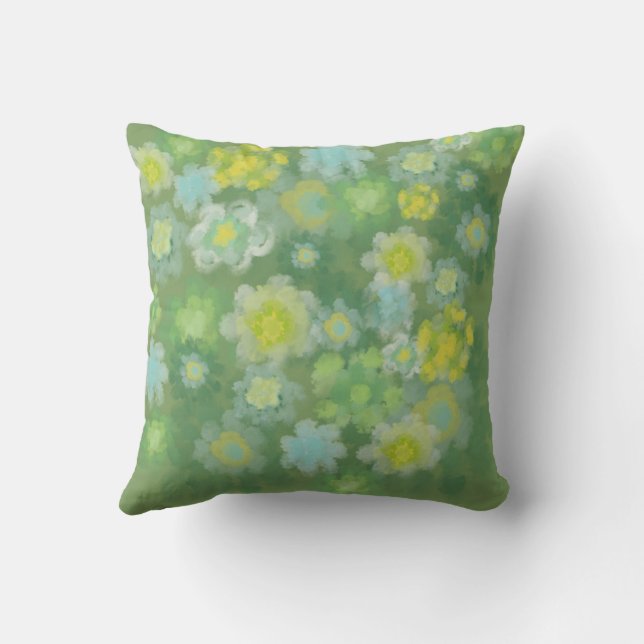 Coussin Peinture Abstraite d'aquarelle salée florale (Verso)