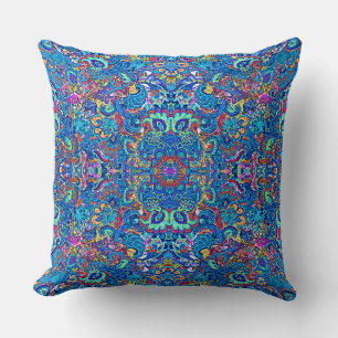 Coussin Peinture abstraite de fleurs colorées mignonne