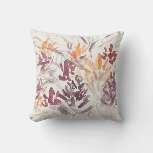 Coussin Peinture Abstraite de fleurs violet (Recto)