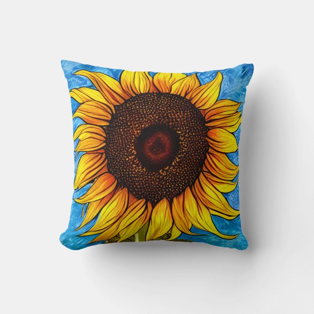 Coussin Peinture Abstraite de tournesol (Recto)