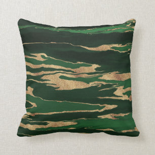 Coussin Peinture Abstraite en marbre vert or