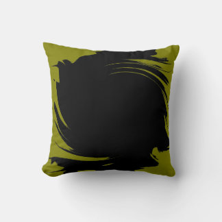 Coussin Peinture Abstraite en noir et vert rétro