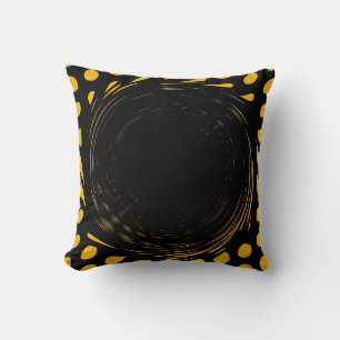 Coussin Peinture Abstraite en spirale noire et jaune