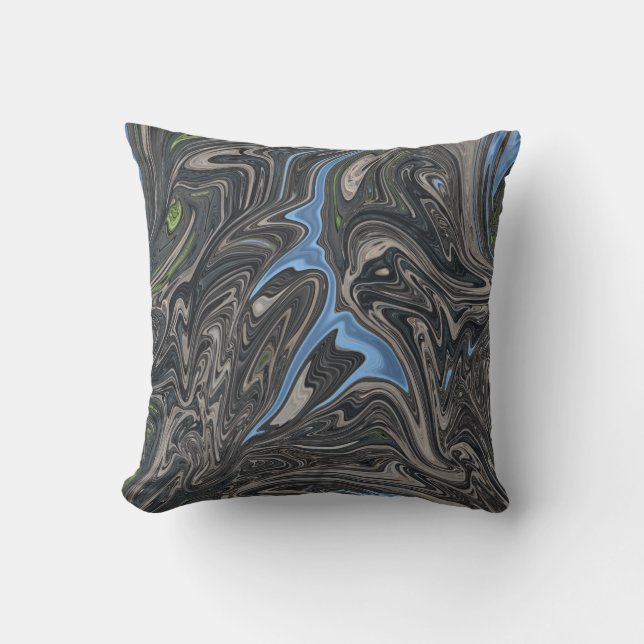 Coussin Peinture Abstraite fluviale | Meilleur paysage abs (Recto)