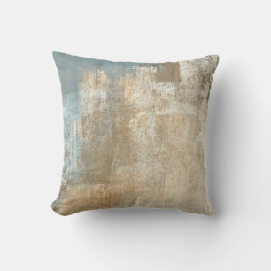 Coussin Peinture Abstraite gris et beige abstraite, art,