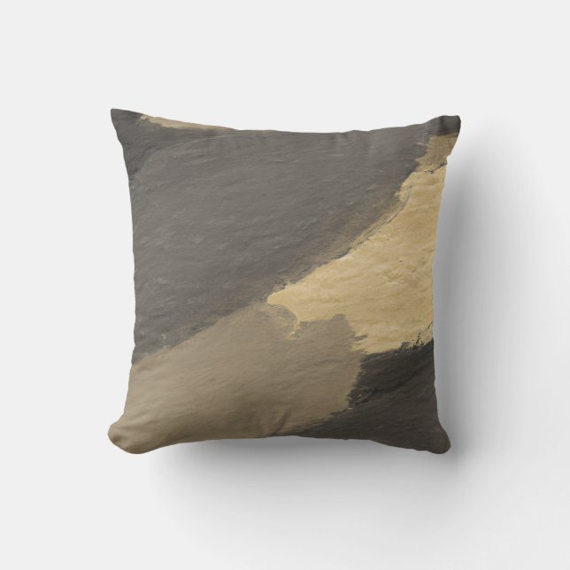 Coussin Peinture Abstraite gris or moderne (Recto)