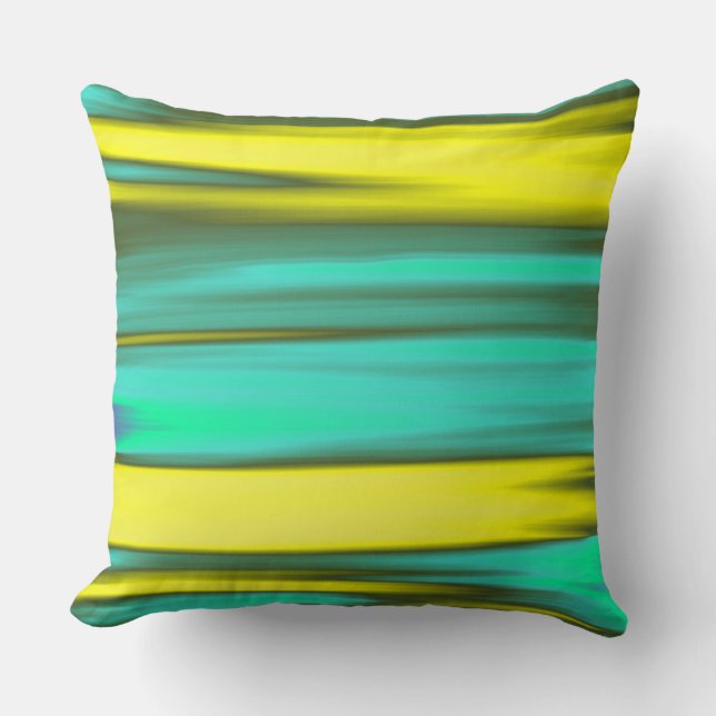 Coussin Peinture Abstraite jaune turquoise (Recto)