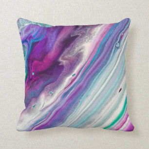 Coussin Peinture Abstraite mauve et turquoise