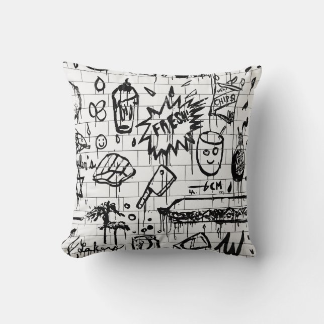 COUSSIN PEINTURE ABSTRAITE NOIRE ET BLANCHE (Recto)