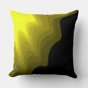 Coussin Peinture abstraite noire et jaune