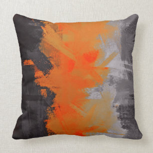 Coussin Peinture Abstraite noire orange gris