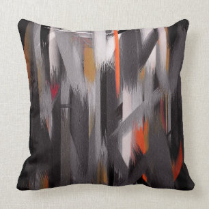Coussin Peinture Abstraite orange gris