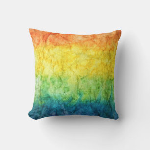 Coussin Peinture abstraite orange verte et bleue