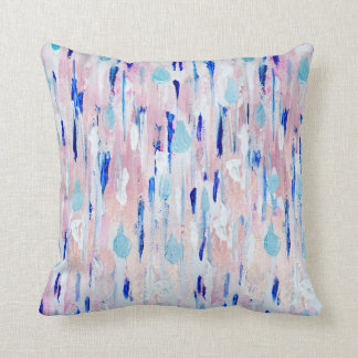 Coussin Peinture Abstraite Pink Bleu Cuivre Rose Or
