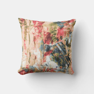 Coussin Peinture abstraite rouge blanche et jaune