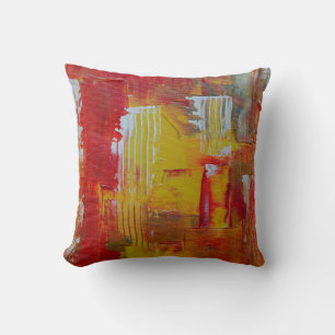 Coussin Peinture abstraite rouge et jaune