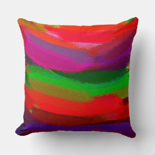 Coussin Peinture Abstraite Rouge Vert Violet Orange