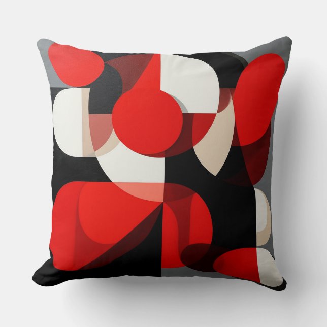 Coussin Peinture Abstraite Vibrante avec Formes Géométriqu (Recto)
