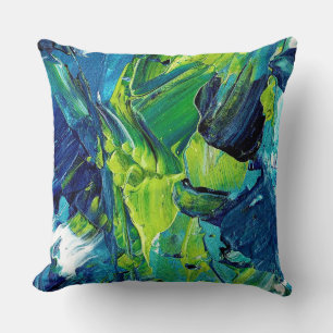 Coussin Peinture acrylique abstraite en bleu