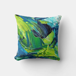 Coussin Peinture acrylique abstraite en bleu