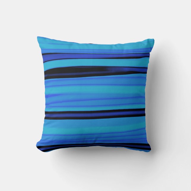 Coussin Peinture acrylique Abstraite rayée bleue (Recto)
