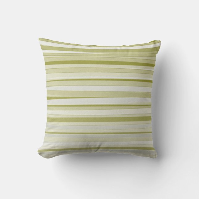 Coussin Peinture acrylique Abstraite rayée d'olive pâle (Recto)