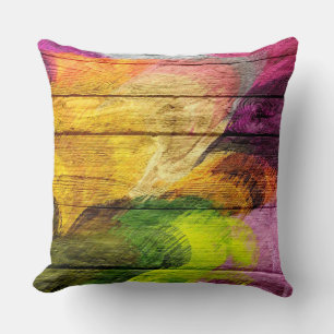 Coussin Peinture acrylique colorée sur bois #5