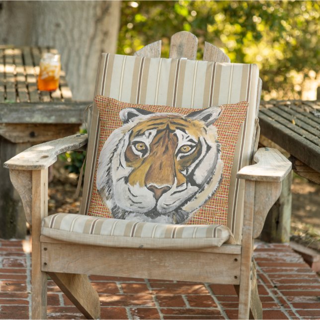 Coussin Peinture Acrylique Tai Chi Tiger, Enh Numérique. (Chaise)