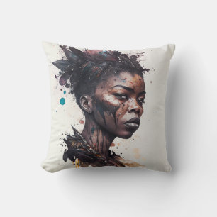 Coussin Peinture aquarelle, Belles femmes de la tribu afri