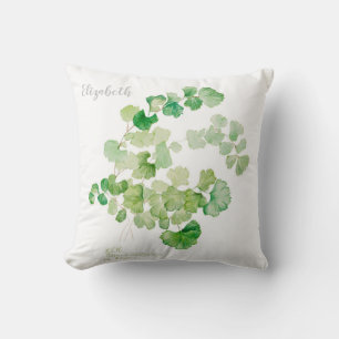 Coussin Peinture Aquarelle Botanique Verte Moderne
