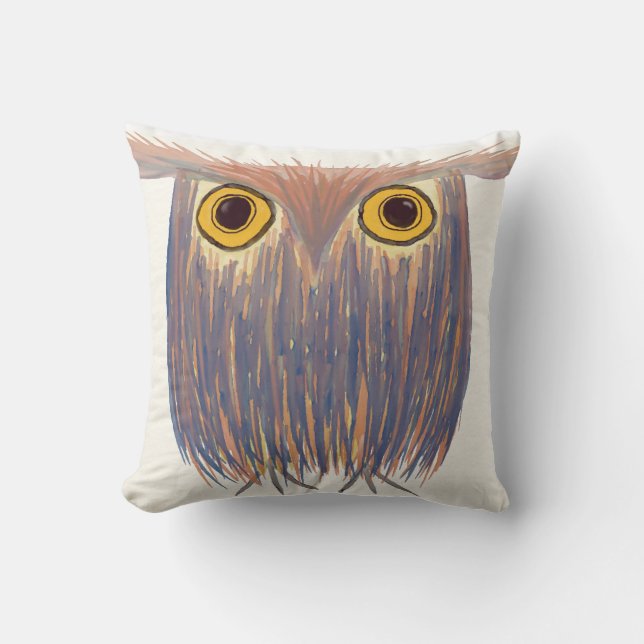 Coussin Peinture aquarelle de hibou coloré (Recto)