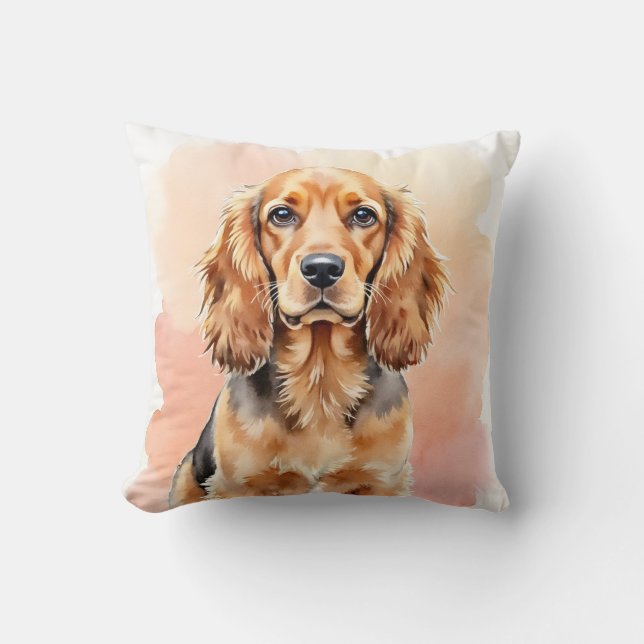 Coussin Peinture aquarelle douce de Cocker Spaniel (Recto)