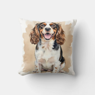 Coussin Peinture aquarelle Springer Spaniel à gouttes