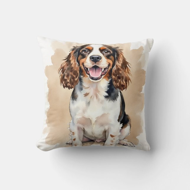 Coussin Peinture aquarelle Springer Spaniel à gouttes (Recto)