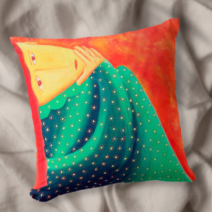 Coussin Peinture artistique fine d'une femme pensante