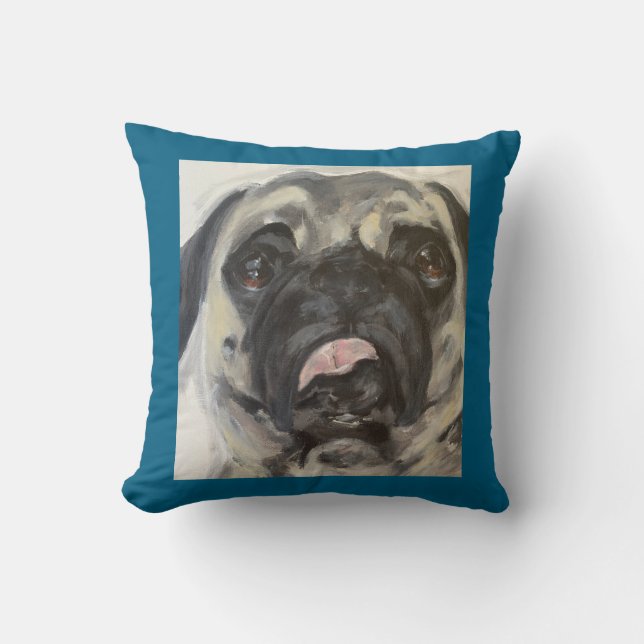 Coussin Peinture au Carlin doux et soyeux (Recto)