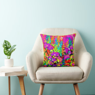 Coussin Peinture aux fleurs colorées. Commandez dès mainte