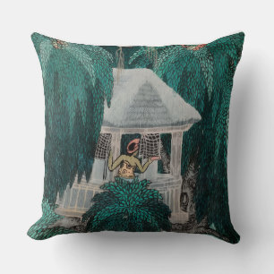Coussin Peinture balinaise exotique avec des palmiers