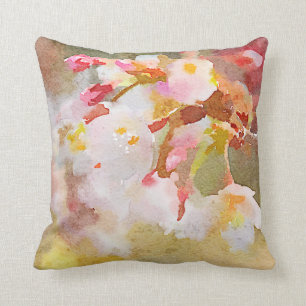 Coussin Peinture blanche d'aquarelle de Digitals de fleurs