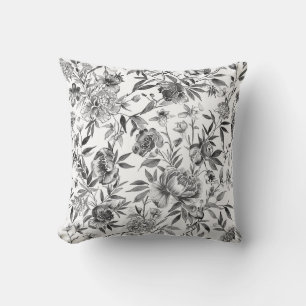 Coussin Peinture botanique florale aquarelle de chinoiseri