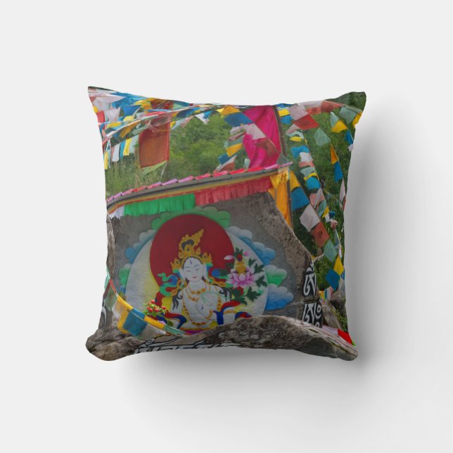Coussin Peinture bouddhiste sur rochers (Recto)