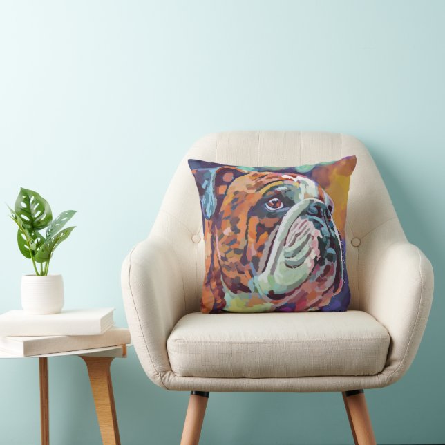 Coussin Peinture Bouledogue - Animal de compagnie aimé pou (Chaise)