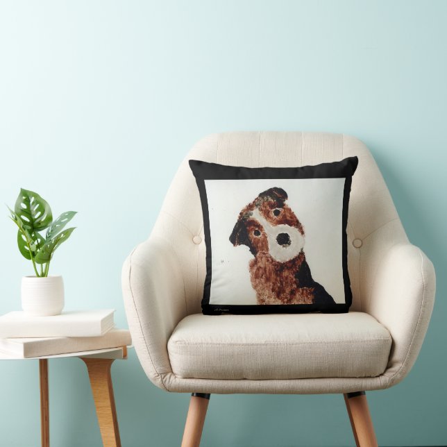 Coussin Peinture Brown de chien Terrier Peinture de animal (Chaise)
