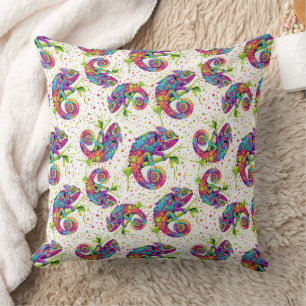 Coussin Peinture Chameleon Taches Aquarelle Style Jeter Pi