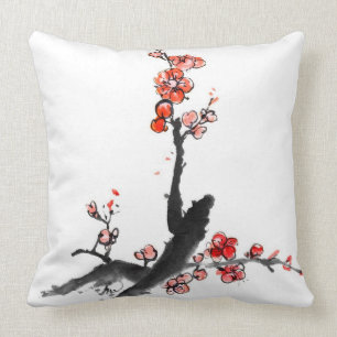 Coussin Peinture chinoise des fleurs, fleur de prune