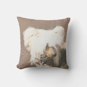 Coussin Peinture Chinoise sans cheveux peint art original 