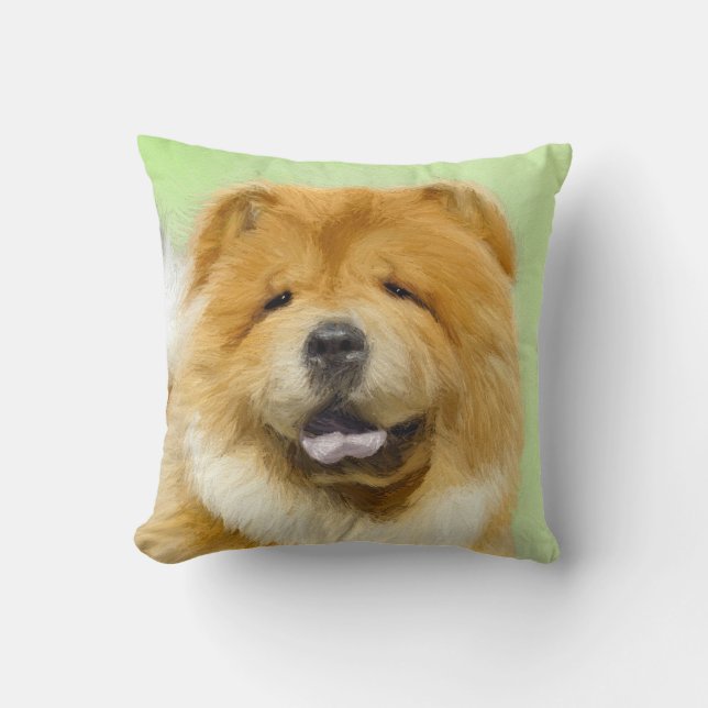 Coussin Peinture Chow Chow - Joli art original chien (Recto)