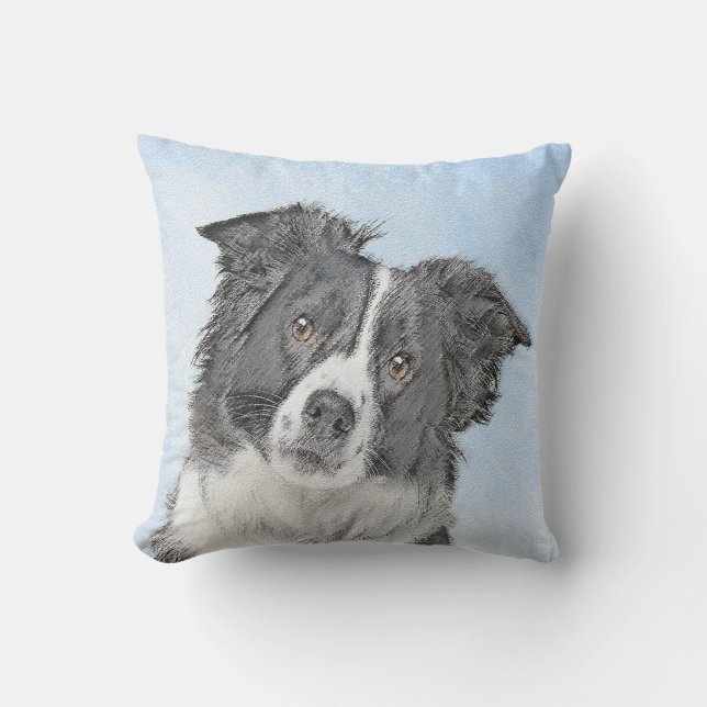 Coussin Peinture Collie Bordure - Joli art original chien (Recto)