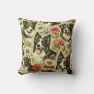 Coussin Peinture Collie vintage
